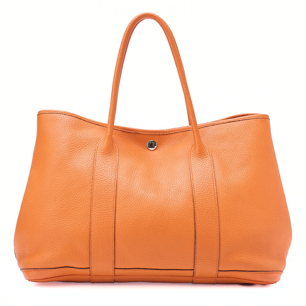 HERMES Garden Party PM Tote Bag Negonda Orange Silver-Tone Hardware, Pre-Owned