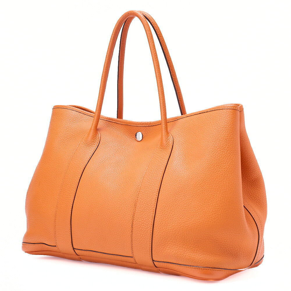 HERMES Garden Party PM Tote Bag Negonda Orange Silver-Tone Hardware, Pre-Owned