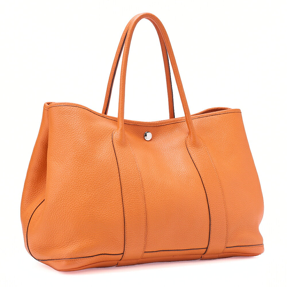 HERMES Garden Party PM Tote Bag Negonda Orange Silver-Tone Hardware, Pre-Owned