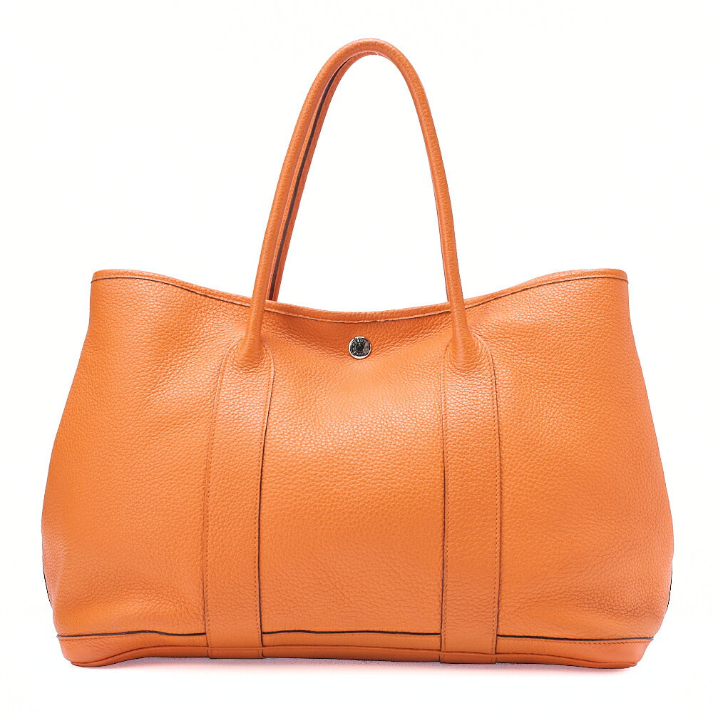HERMES Garden Party PM Tote Bag Negonda Orange Silver-Tone Hardware, Pre-Owned
