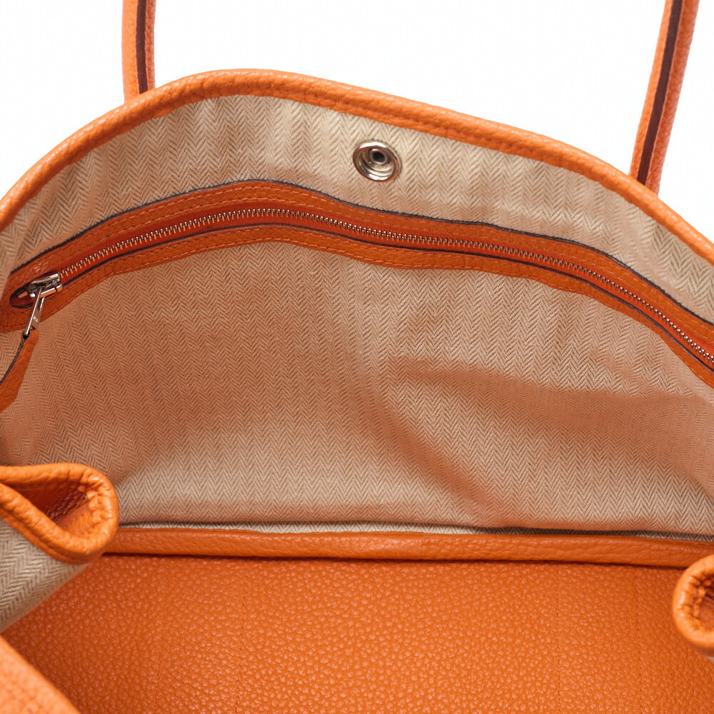 HERMES Garden Party PM Tote Bag Negonda Orange Silver-Tone Hardware, Pre-Owned