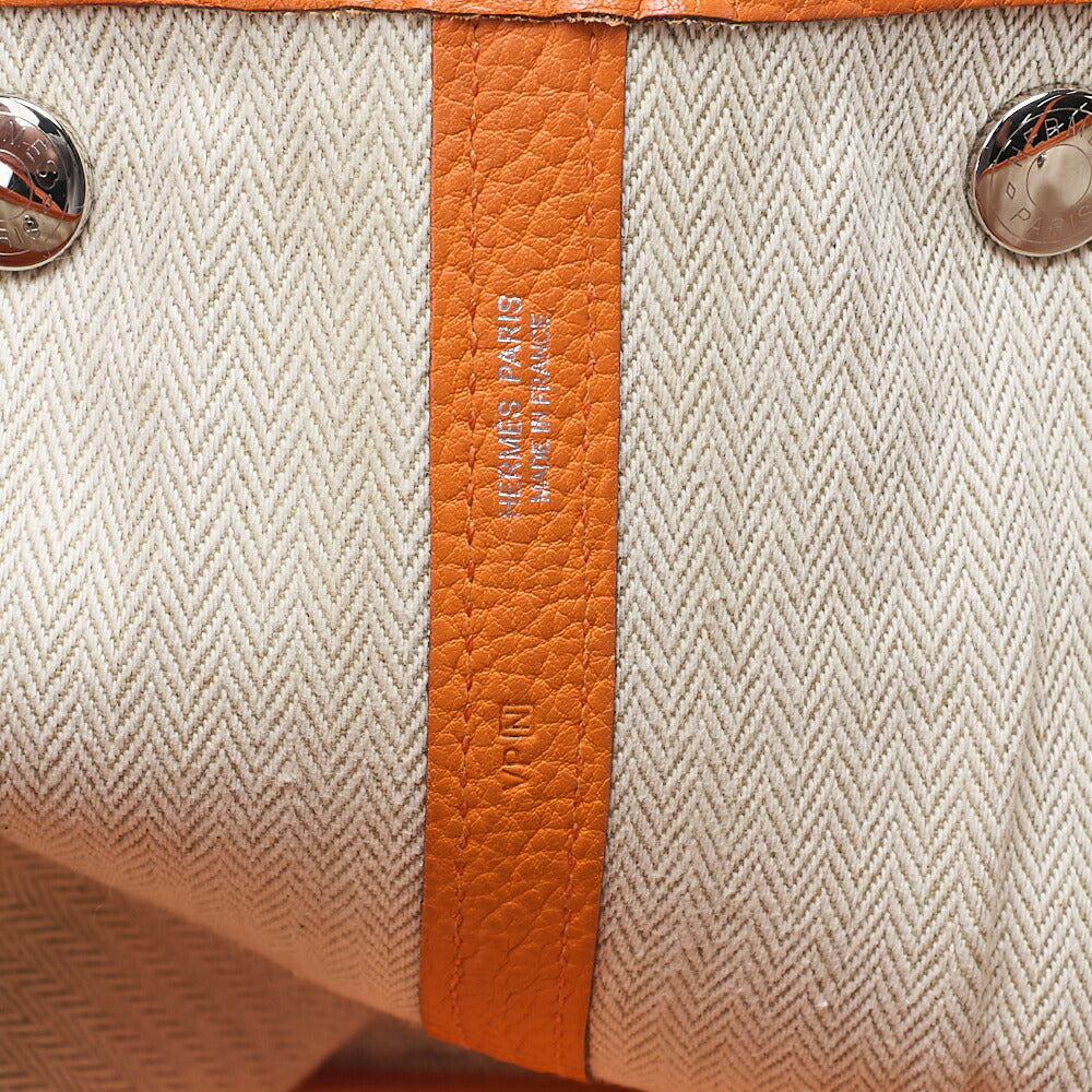 HERMES Garden Party PM Tote Bag Negonda Orange Silver-Tone Hardware, Pre-Owned