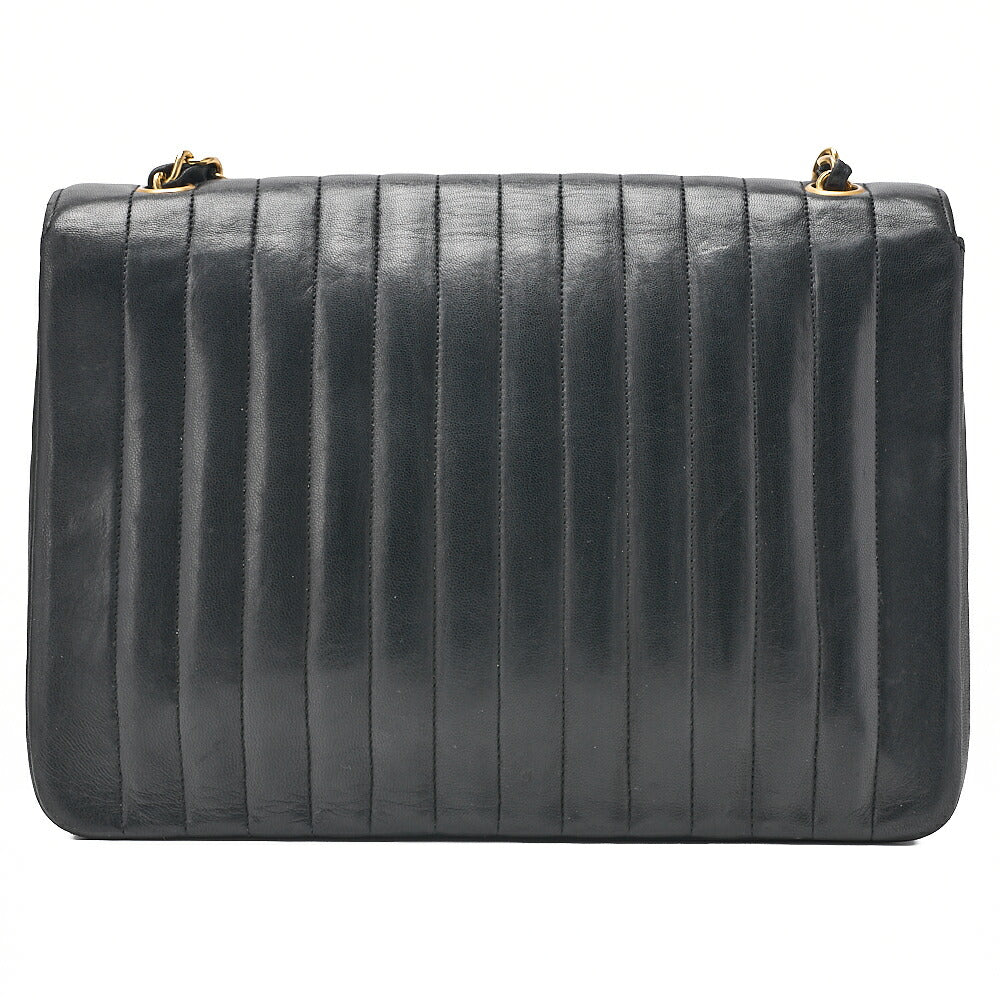 CHANEL Chain Shoulder Bag Mademoiselle Circle Coco Lambskin Black Gold-Tone Hardware, Pre-Owned