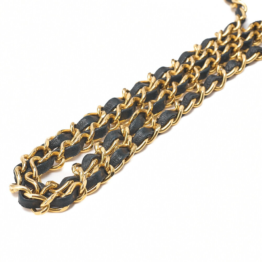 CHANEL Chain Shoulder Bag Mademoiselle Circle Coco Lambskin Black Gold-Tone Hardware, Pre-Owned