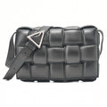 BOTTEGA VENETA Intrecciato Lambskin Padette Cassette Shoulder Back Black Silver-Tone Hardware, Pre-Owned