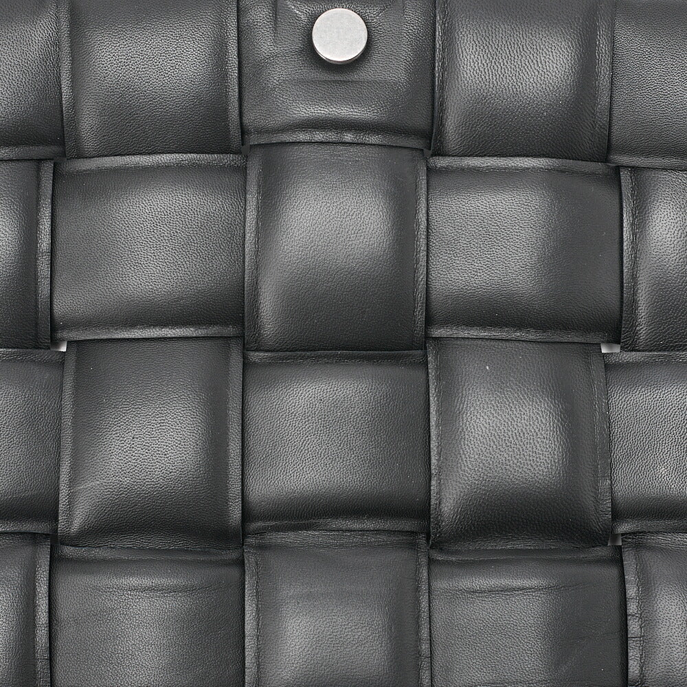BOTTEGA VENETA Intrecciato Lambskin Padette Cassette Shoulder Back Black Silver-Tone Hardware, Pre-Owned