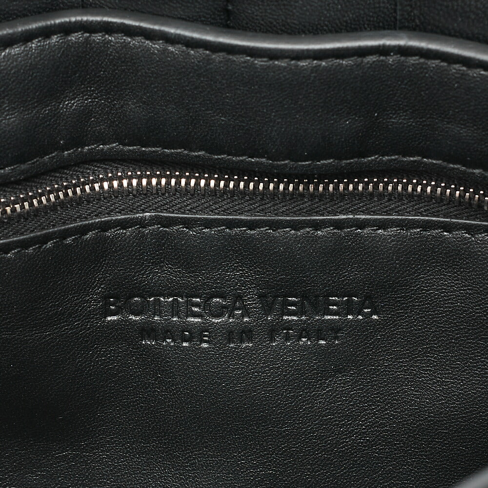 BOTTEGA VENETA Intrecciato Lambskin Padette Cassette Shoulder Back Black Silver-Tone Hardware, Pre-Owned