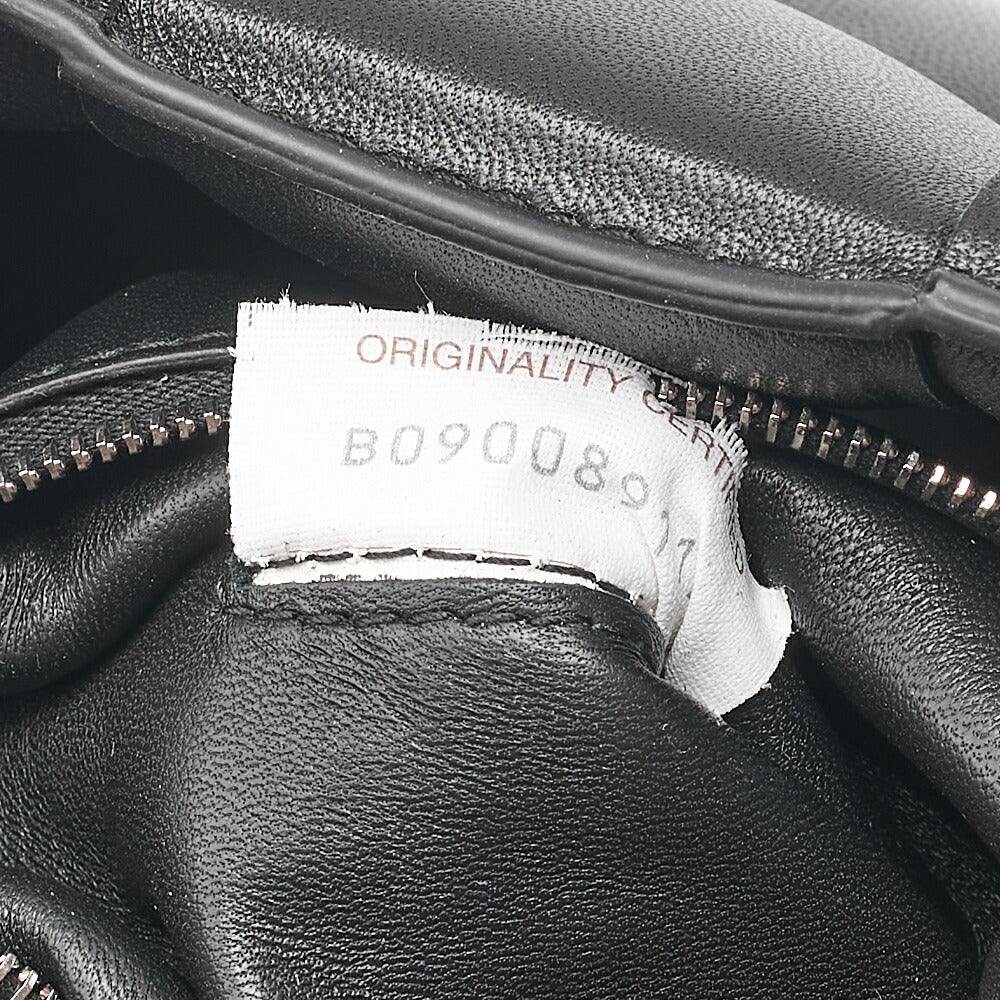 BOTTEGA VENETA Intrecciato Lambskin Padette Cassette Shoulder Back Black Silver-Tone Hardware, Pre-Owned