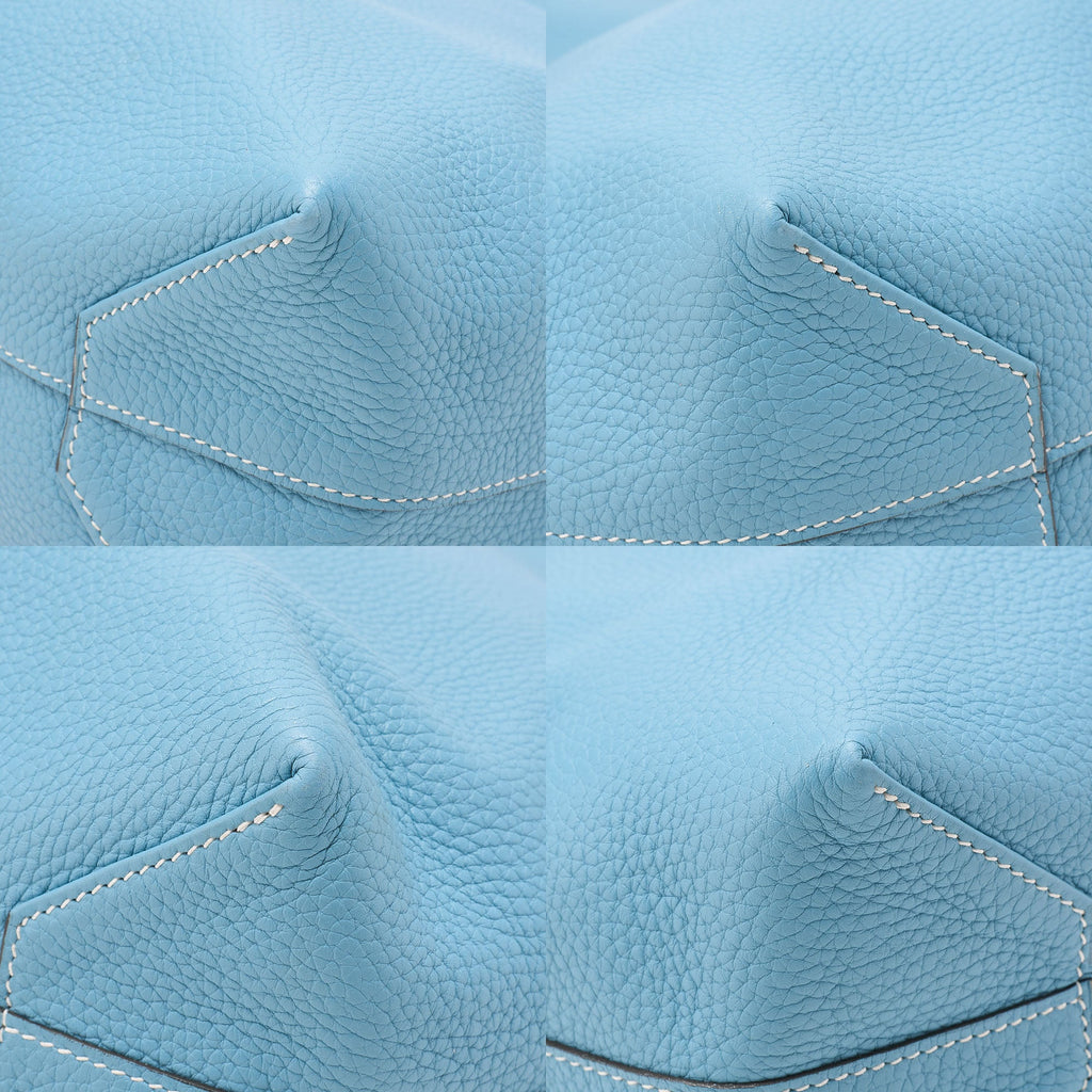 HERMES Dublesense 36 Triyon Clemence x Swift Tote Bag Blue Jean x Cole Vale, Pre-Owned
