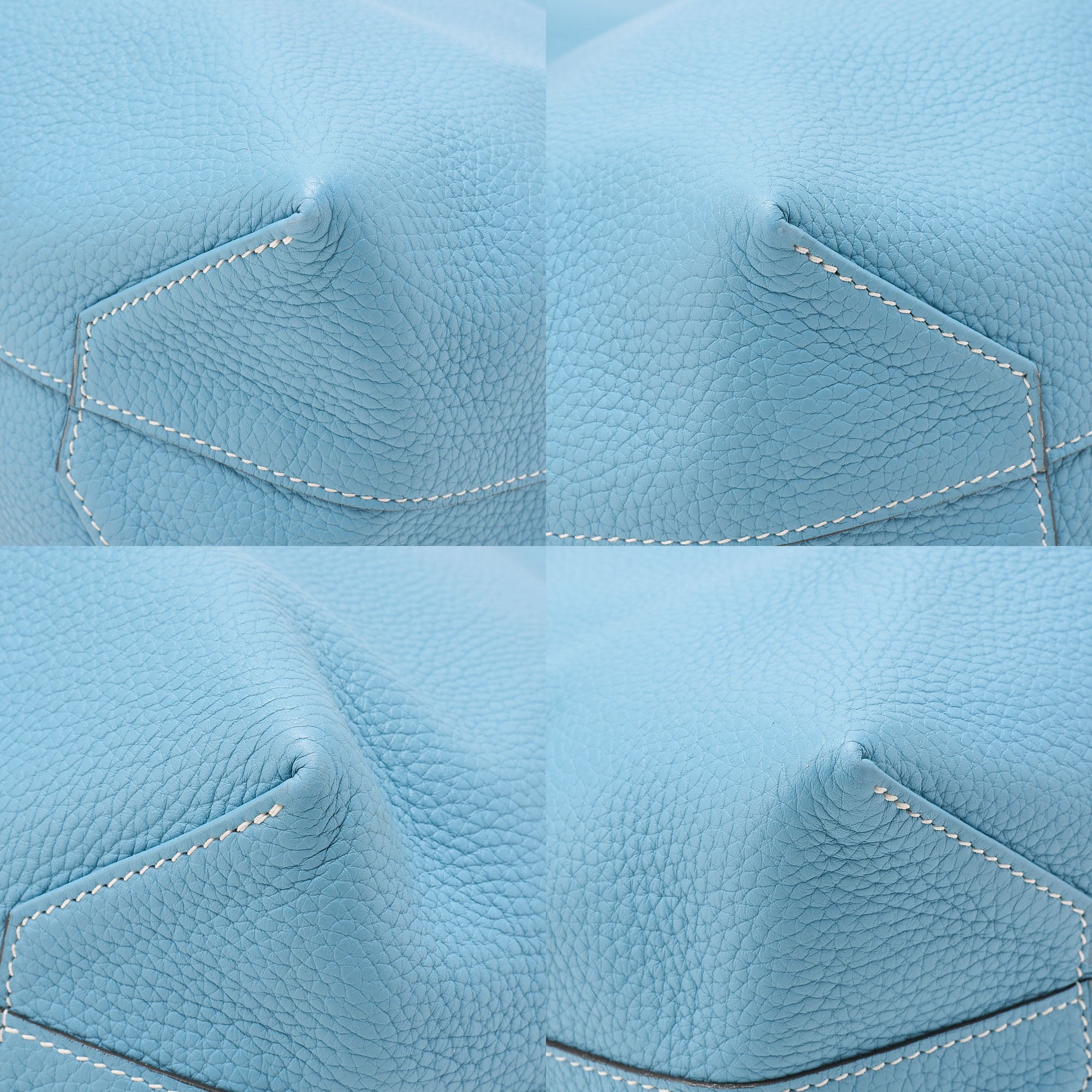 HERMES Dublesense 36 Triyon Clemence x Swift Tote Bag Blue Jean x Cole Vale, Pre-Owned