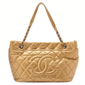 CHANEL Caviar Skin Coco Mark Chain Tote Bag Gold Gold-Tone Hardware, Pre-Owned