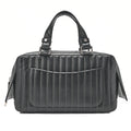CHANEL Lambskin Mademoiselle Handbag Black Silver-Tone Hardware, Pre-Owned