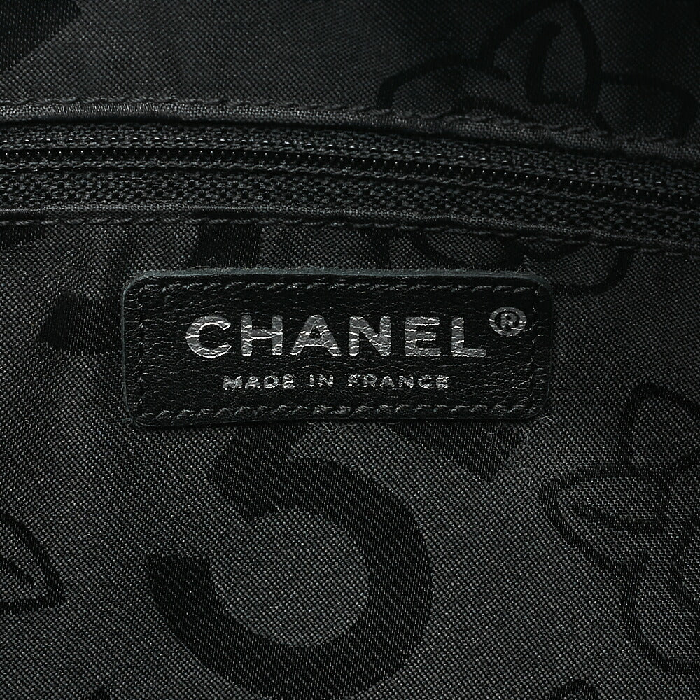 CHANEL Lambskin Mademoiselle Handbag Black Silver-Tone Hardware, Pre-Owned