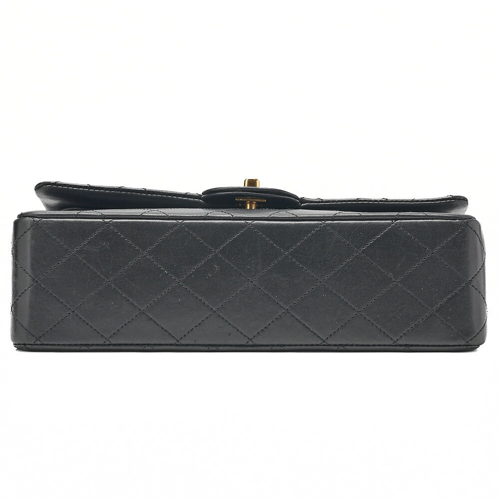 CHANEL Lambskin Matelasse 25cm Double Flap Chain Shoulder Black Gold-Tone Hardware, Pre-Owned