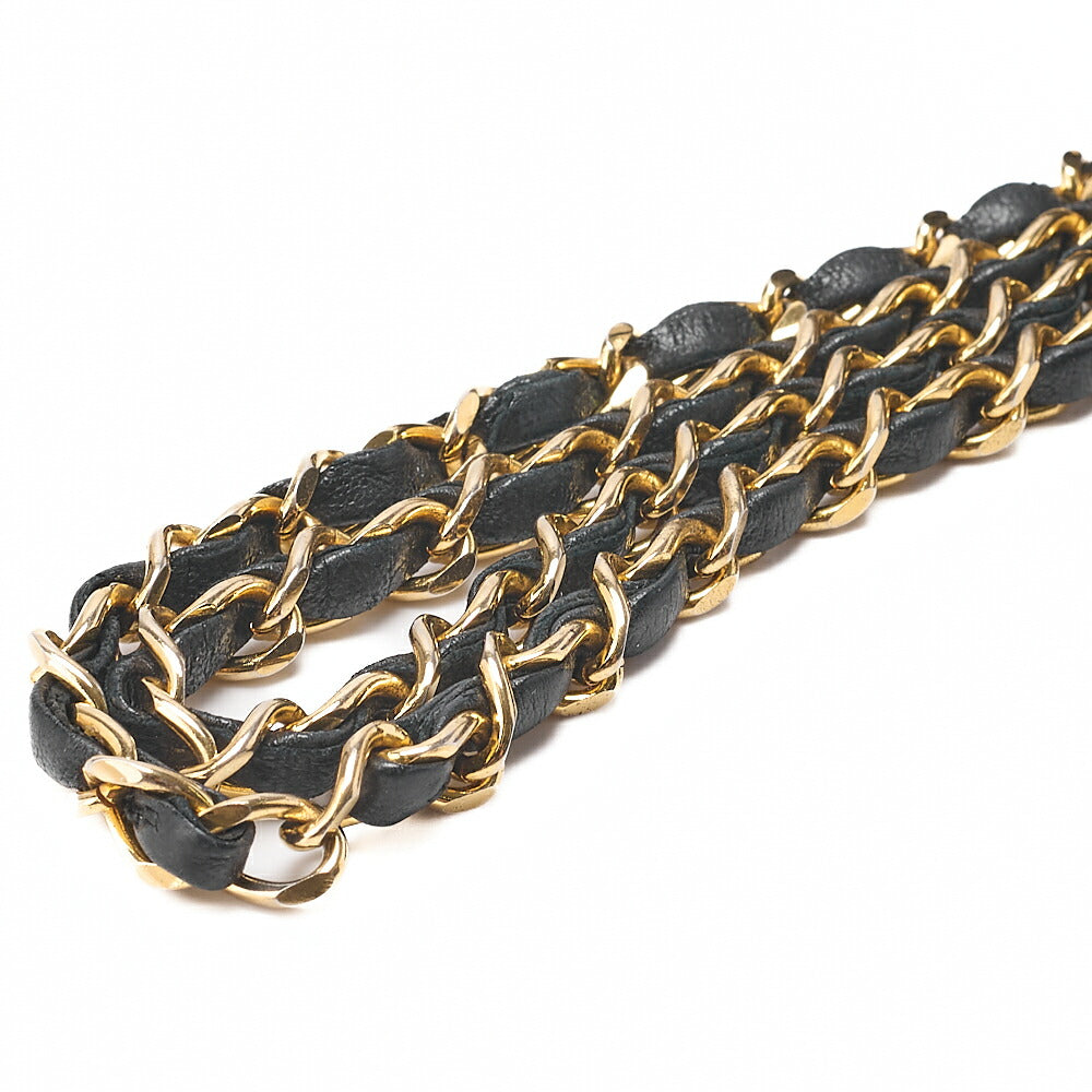 CHANEL Lambskin Matelasse 25cm Double Flap Chain Shoulder Black Gold-Tone Hardware, Pre-Owned