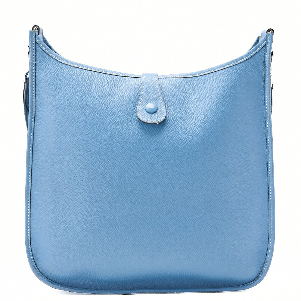 HERMES Evelyn PM1 Epson Shoulder Bag Blue Gin Silver-Tone Hardware, Pre-Owned