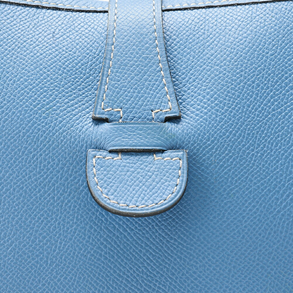 HERMES Evelyn PM1 Epson Shoulder Bag Blue Gin Silver-Tone Hardware, Pre-Owned