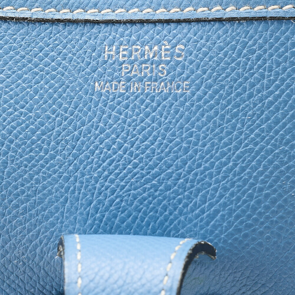 HERMES Evelyn PM1 Epson Shoulder Bag Blue Gin Silver-Tone Hardware, Pre-Owned