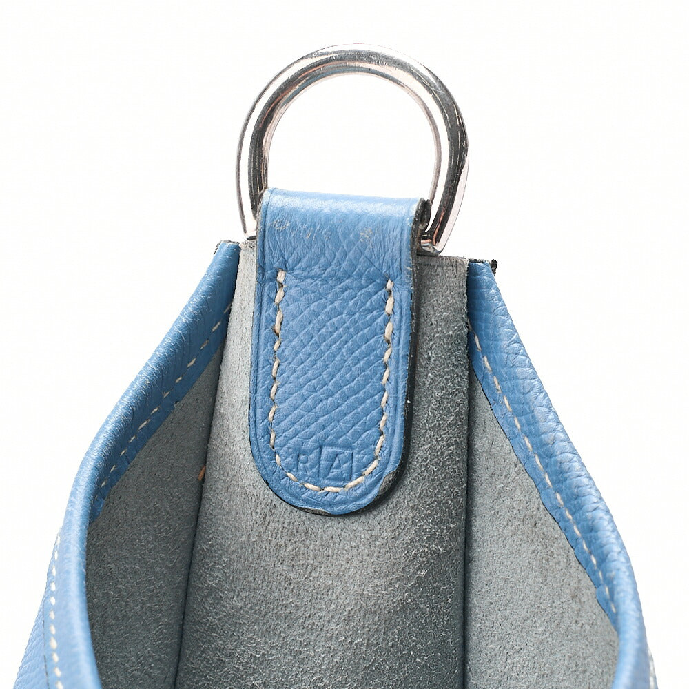 HERMES Evelyn PM1 Epson Shoulder Bag Blue Gin Silver-Tone Hardware, Pre-Owned