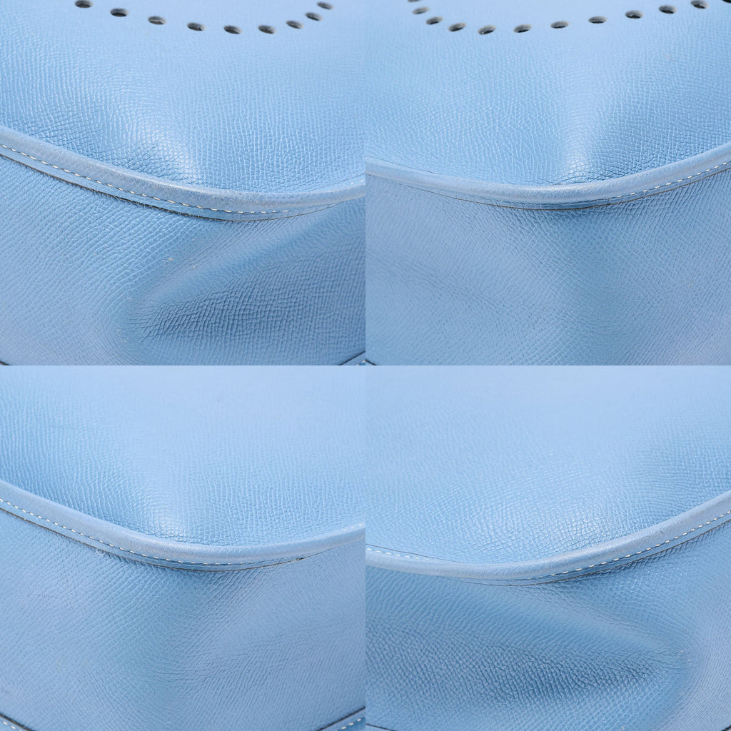HERMES Evelyn PM1 Epson Shoulder Bag Blue Gin Silver-Tone Hardware, Pre-Owned