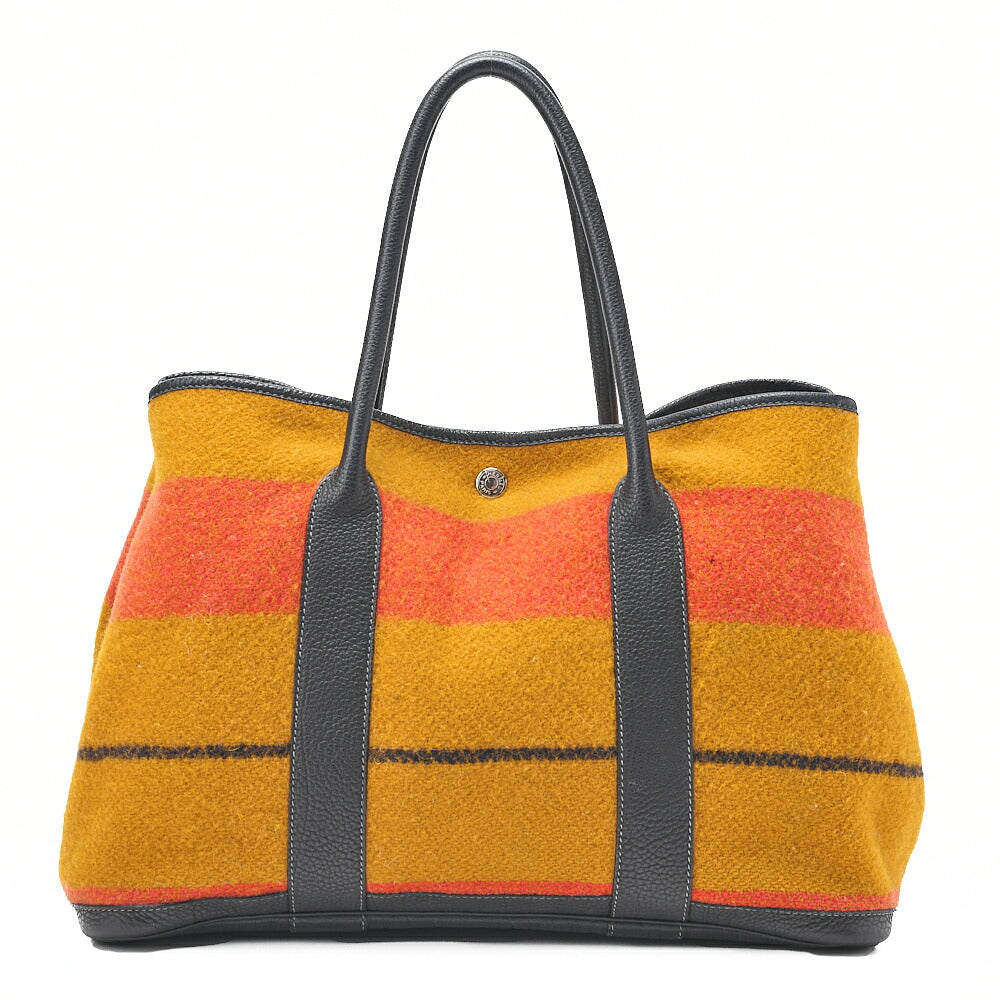 HERMES Garden Party PM Wool Tote Bag Locabre Silver-Tone Hardware, Pre-Owned