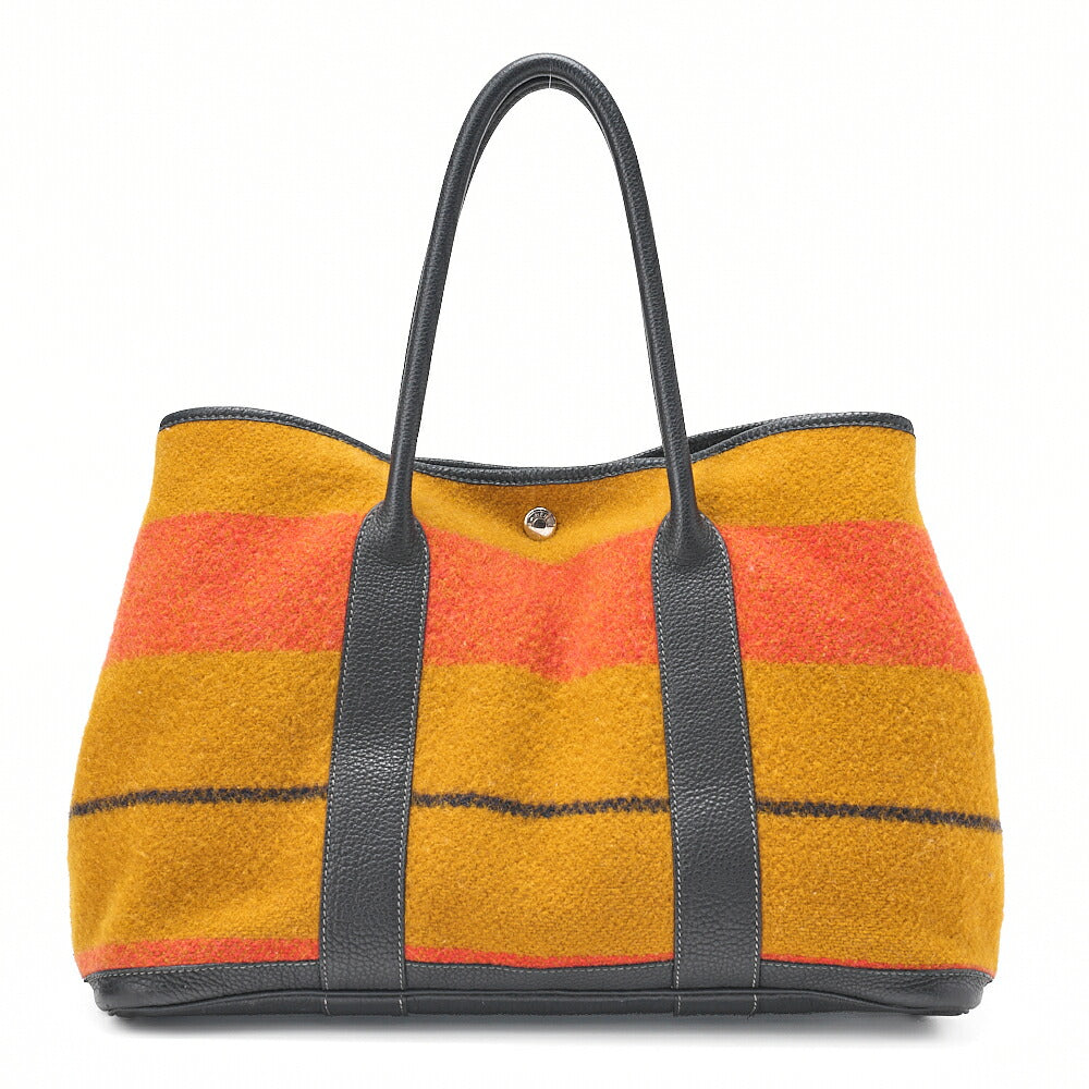 HERMES Garden Party PM Wool Tote Bag Locabre Silver-Tone Hardware, Pre-Owned