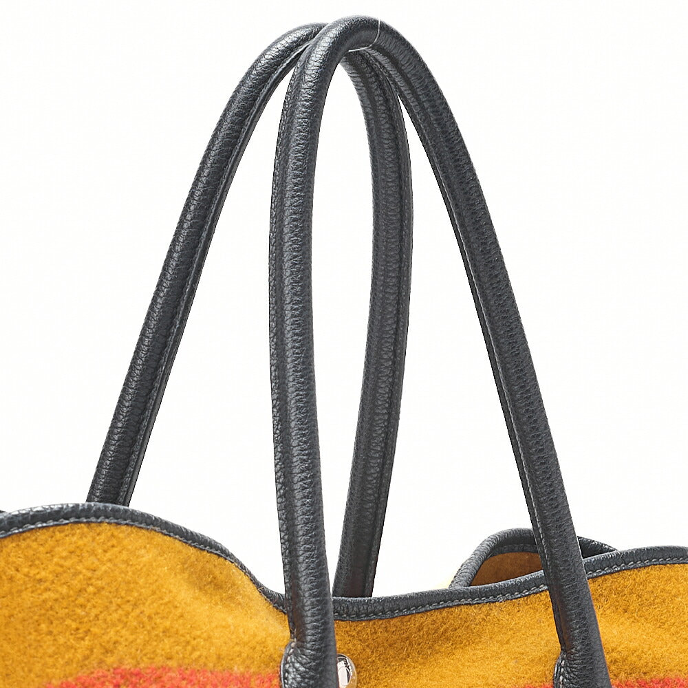 HERMES Garden Party PM Wool Tote Bag Locabre Silver-Tone Hardware, Pre-Owned