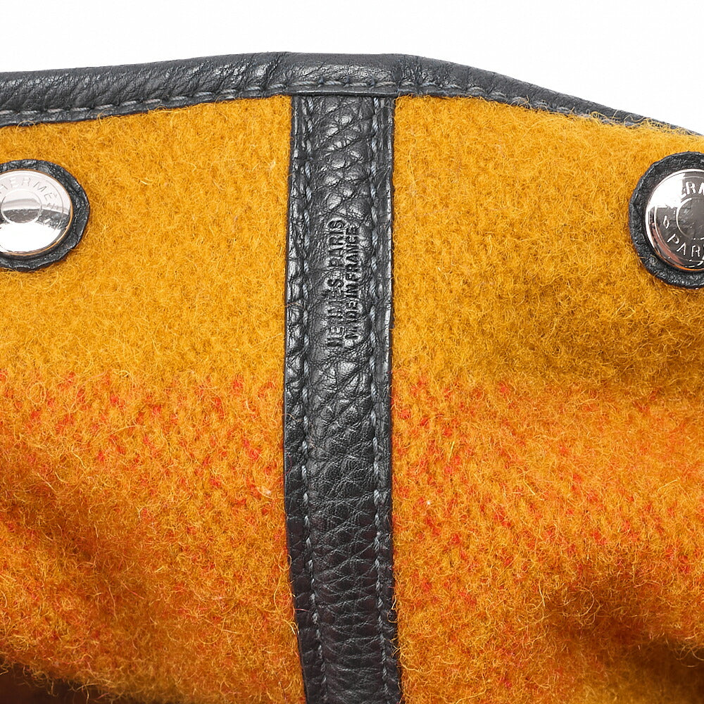 HERMES Garden Party PM Wool Tote Bag Locabre Silver-Tone Hardware, Pre-Owned