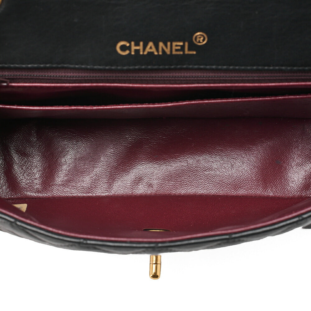 CHANEL Lambskin Matelasse Round Flap Chain Shoulder Gold-Tone Hardware, Pre-Owned