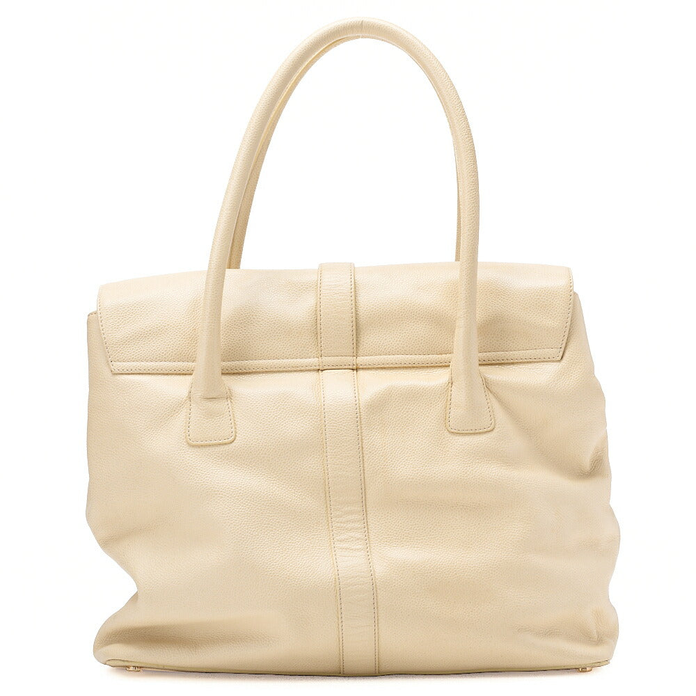 CHANEL Caviar Skin Executive Turnlock Tote Bag Beige Gold-Tone Hardware, Pre-Owned