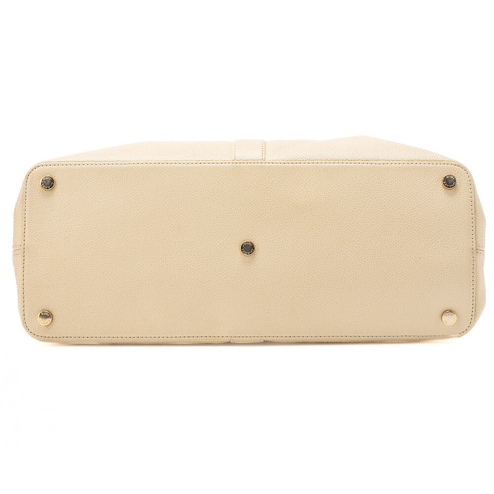 CHANEL Caviar Skin Executive Turnlock Tote Bag Beige Gold-Tone Hardware, Pre-Owned
