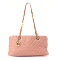 CHANEL Calfskin Chevron Coco Charm Chain Tote Pink Gold-Tone Hardware, Pre-Owned
