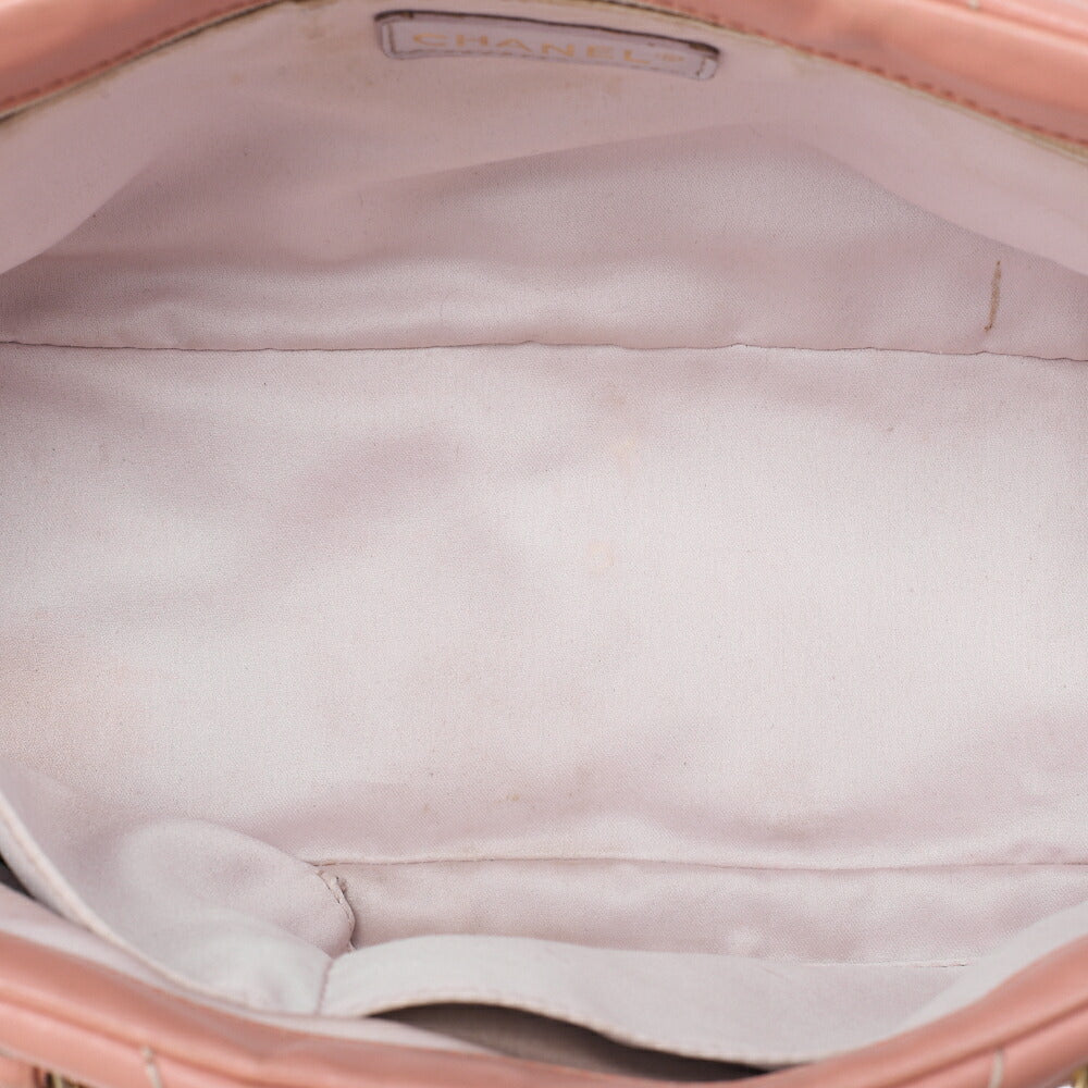 CHANEL Calfskin Chevron Coco Charm Chain Tote Pink Gold-Tone Hardware, Pre-Owned