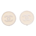 CHANEL Coco Mark 05V Earrings Ivory x Silver-Tone Hardware, Pre-Owned