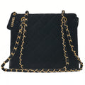 CHANEL Velvet Matlasse Plate Charm W Chain Shoulder Black Gold-Tone Hardware, Pre-Owned