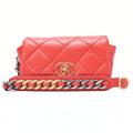 CHANEL Lambskin Matrasse Waist Pouch Red Gold x Silver-Tone Hardware, Pre-Owned