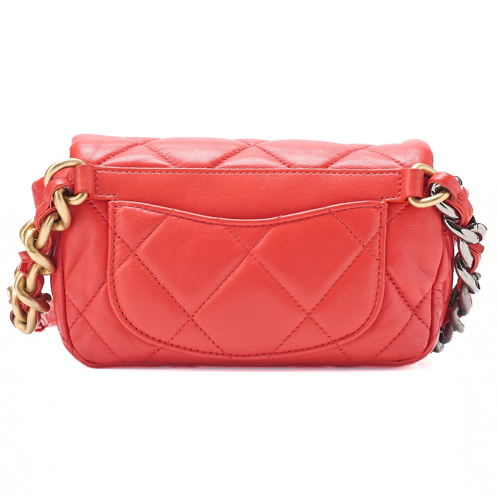 CHANEL Lambskin Matrasse Waist Pouch Red Gold x Silver-Tone Hardware, Pre-Owned