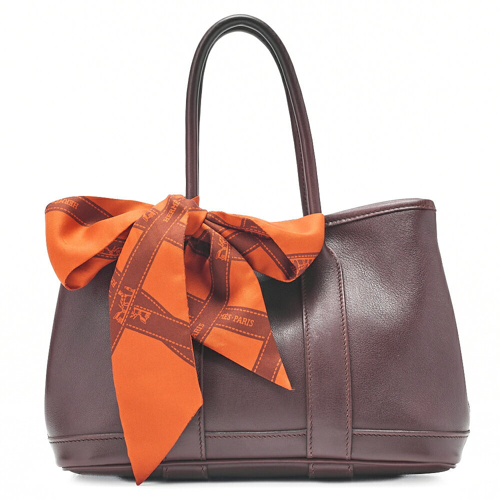 HERMES Garden Party TTPM Swift Tote Bag Dark Brown Silver-Tone Hardware, Pre-Owned