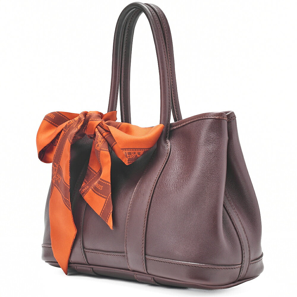 HERMES Garden Party TTPM Swift Tote Bag Dark Brown Silver-Tone Hardware, Pre-Owned