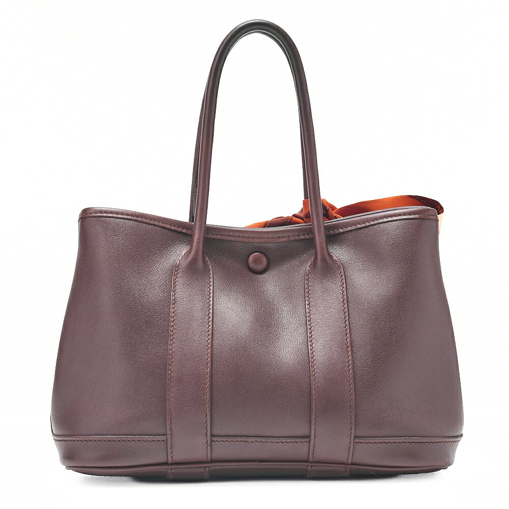 HERMES Garden Party TTPM Swift Tote Bag Dark Brown Silver-Tone Hardware, Pre-Owned