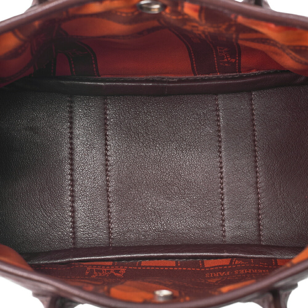 HERMES Garden Party TTPM Swift Tote Bag Dark Brown Silver-Tone Hardware, Pre-Owned