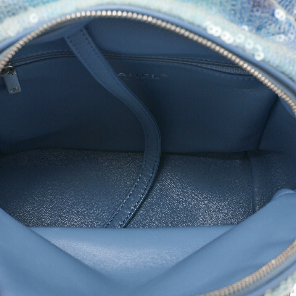 CHANEL Sequin Cocomark Chain Backpack Blue Multicolor Silver-Tone Hardware, Pre-Owned