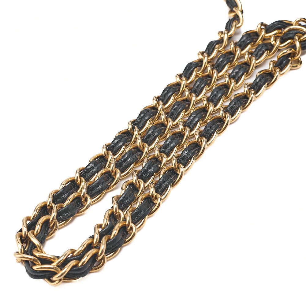 CHANEL Lambskin Matelasse Fringe Magnetic Lock Chain Shoulder Black Gold-Tone Hardware, Pre-Owned