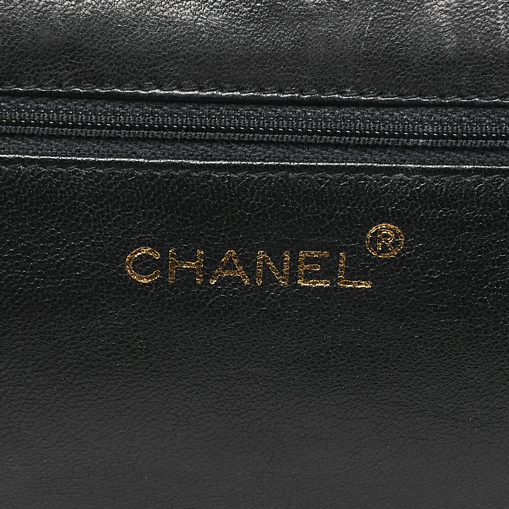 CHANEL Lambskin Matelasse Fringe Magnetic Lock Chain Shoulder Black Gold-Tone Hardware, Pre-Owned