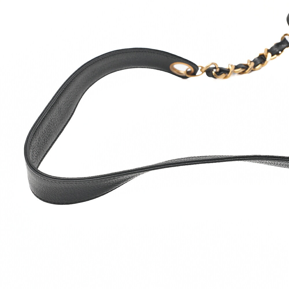 CHANEL Chain Shoulder Bag Triple Coco Caviar Skin Ball Charm Drawstring Black Gold-Tone Hardware, Pre-Owned