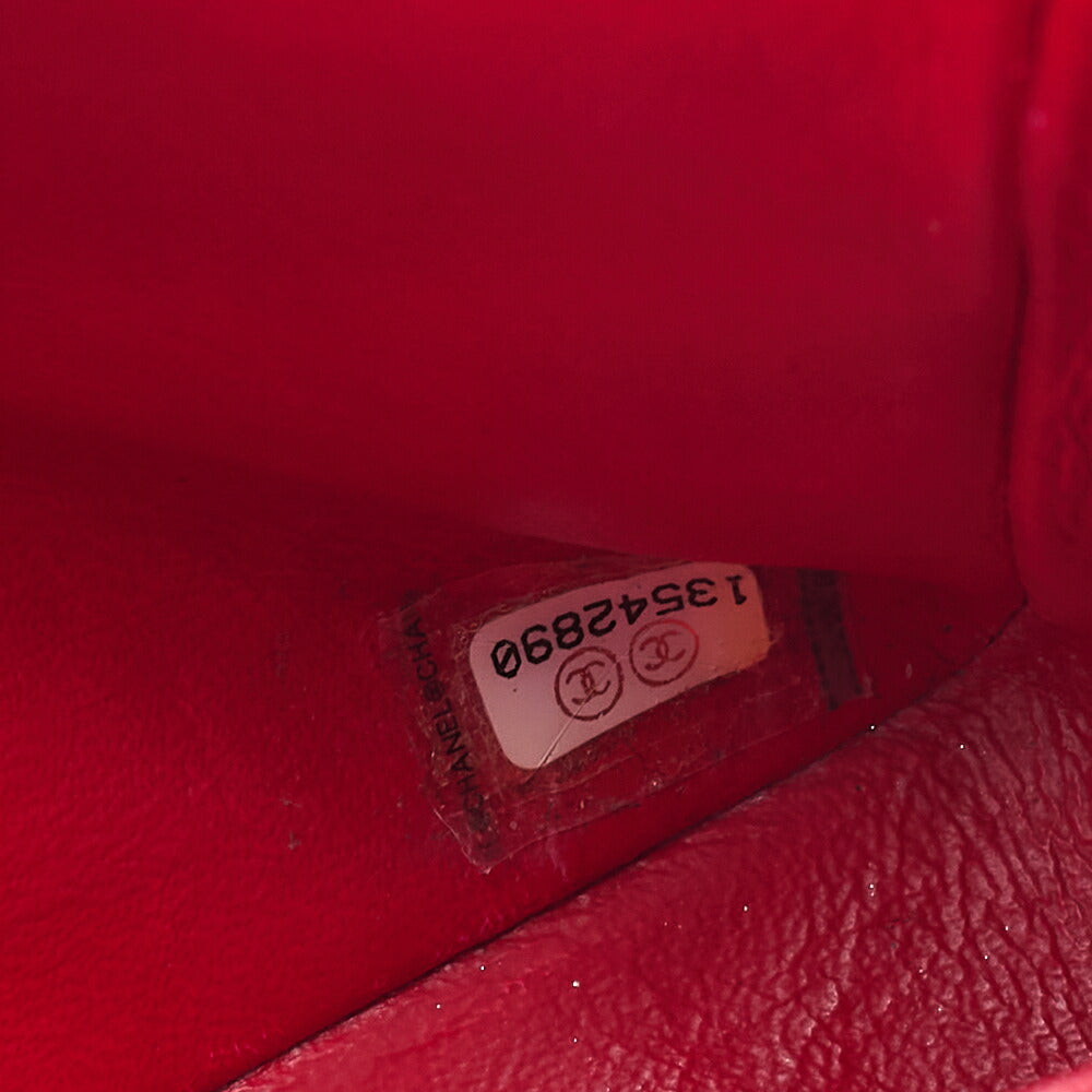 CHANEL Caviar Skin Matelasse 25cm Double Flap Chain Shoulder Red Silver-Tone Hardware, Pre-Owned