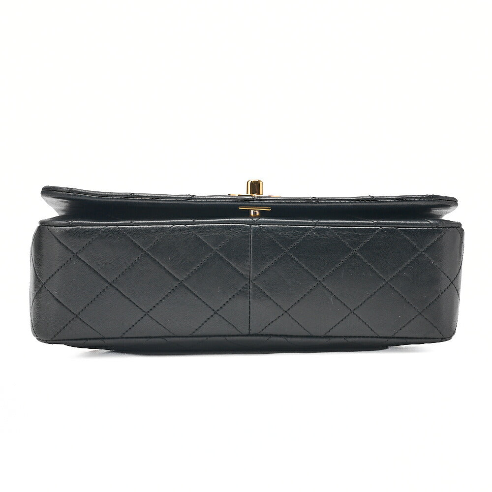 CHANEL Lambskin Matelasse Full Flap Chain Shoulder Black Gold-Tone Hardware, Pre-Owned