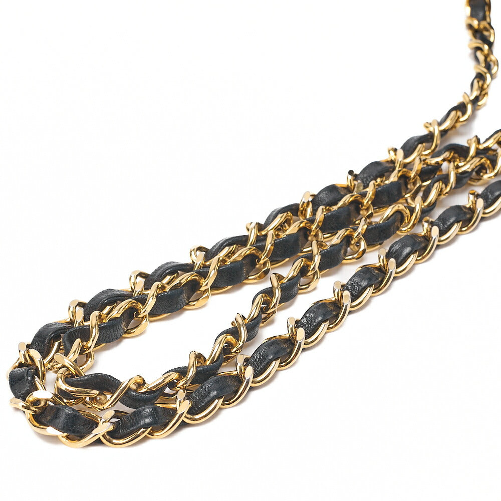 CHANEL Lambskin Matelasse Full Flap Chain Shoulder Black Gold-Tone Hardware, Pre-Owned
