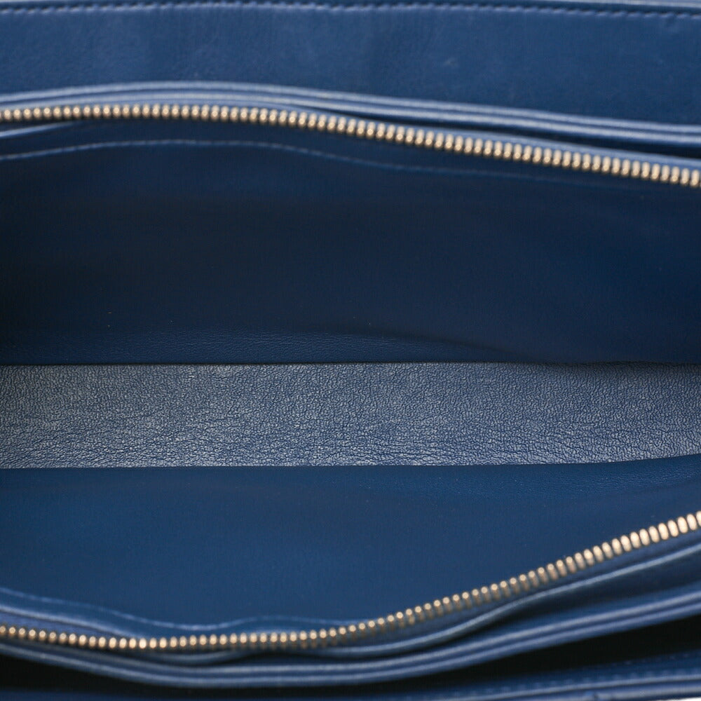 CHANEL Calfskin Chevron V-Flap Chain Shoulder Blue Gold-Tone Hardware, Pre-Owned