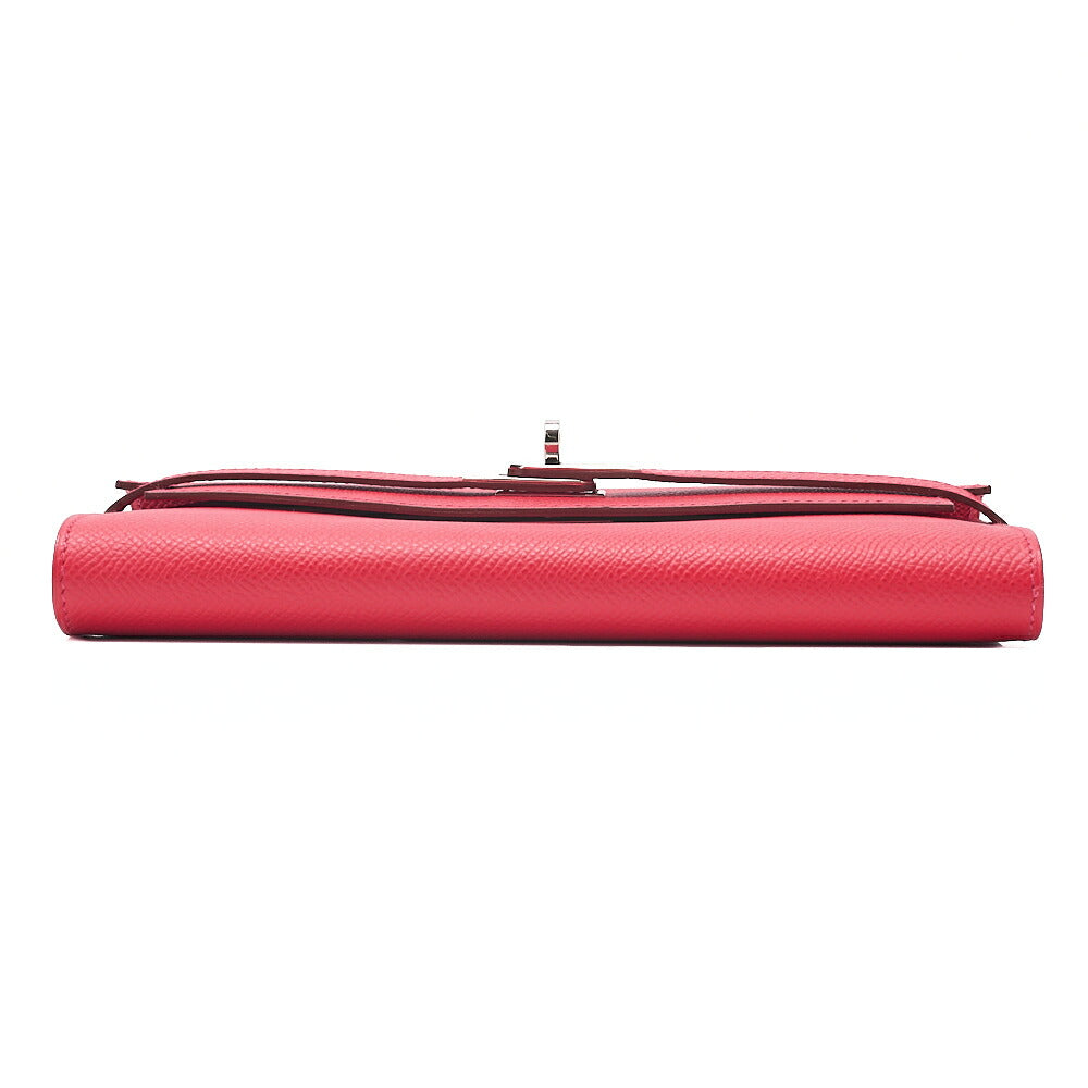 HERMES Kelly Wallet Epson 2-fold Long Wallet Rouge Kazak Silver-Tone Hardware, Pre-Owned